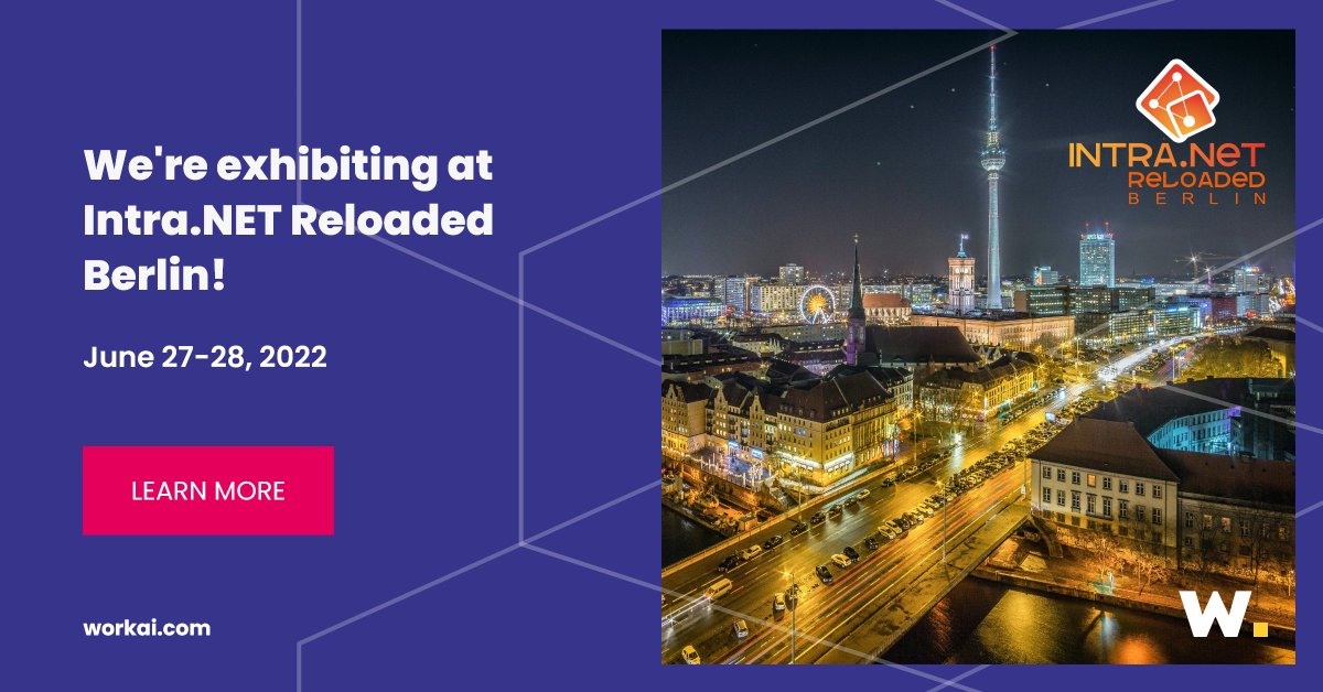 workaicom's tweet photo. π£ We are speaking at #Intra.NET Reloaded Berlin!
π WHEN? June 27 β 28, 2022
π WHERE? Live from Berlin and digitally!
π Join us at our stand!
#intranetreloaded #digitalworkplace #employeeexperience #internalcommunication #knowledgemanagement #collaboration https://t.co/RH4tCjybEw