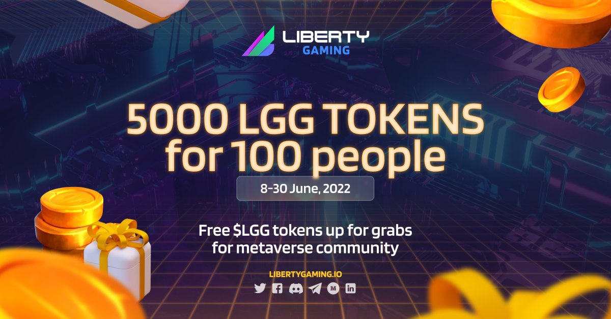 Hello, Liberty 👋

Nothing in the #metaverse is as popular and viral as #AIRDROP 💰

As we're moving closer to the #TGE, we'd like everyone to stand a chance of winning some #crypto 💸

Go to our Gleam to participate bit.ly/3O0E7Nn

#p2e #giveaway #tokens #Web3
