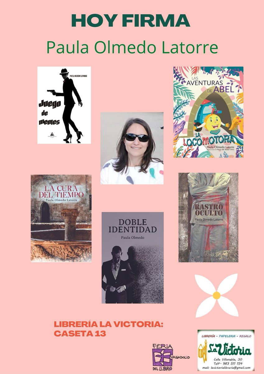 paula88olmedo's tweet photo. Esta tarde estaré firmando ejemplares de mis obras en la caseta 13 de Librería La Victoria en la @FerialibroVLL de 17:30 a 21:00h. 
¿Queréis conocer quién asesinó a Francisco? ¿Qué secreto oculta el monasterio? ¿Qué ha pasado con Lidia y Marina? ¿Quién es Jaime? 
¡Te esperamos! https://t.co/rf1SdsJUZ0