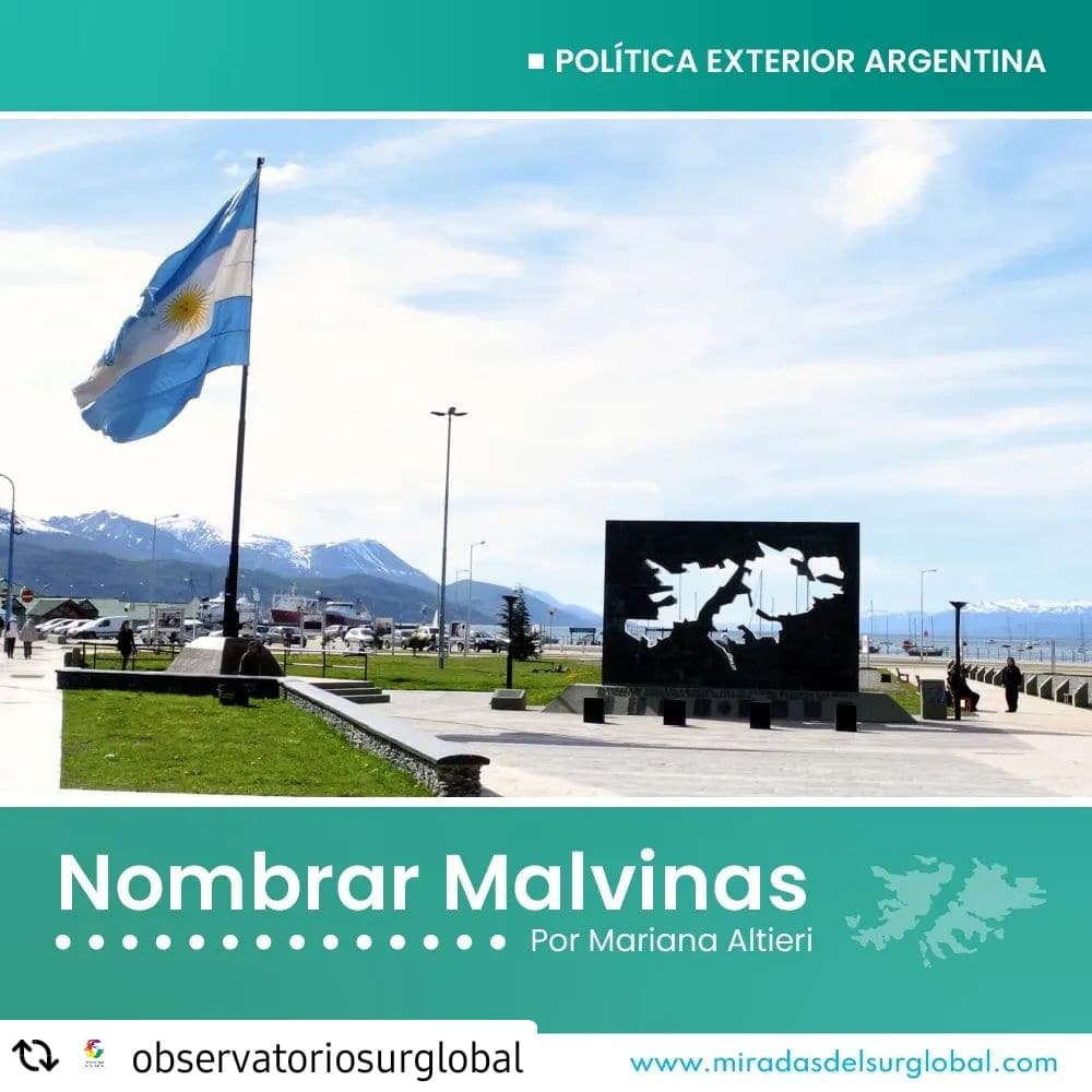 Comparto el artículo publicado por el <a href="/ObsSurGlobal/">Observatorio del Sur Global</a> y @CancilleriaARG
• • • • •
🇦🇷 Nombrar implica un acto de soberanía. Quien nombra ejerce posesión, porque ejerce el derecho a denominar lo que le es propio

Leé el artículo acá 👇🏽
bit.ly/3xem94n

#MalvinasNosUne