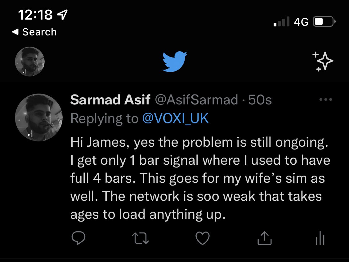AsifSarmad's tweet photo. @VOXI_UK Im sorry but I have to disagree with you, as when you have no signal so no bars showing the internet is not working, therefore the bars do indicate service and signal strength that I am receiving from the provider. Look at the below for reference to see how much signal Im getting https://t.co/zpupWS2zRS