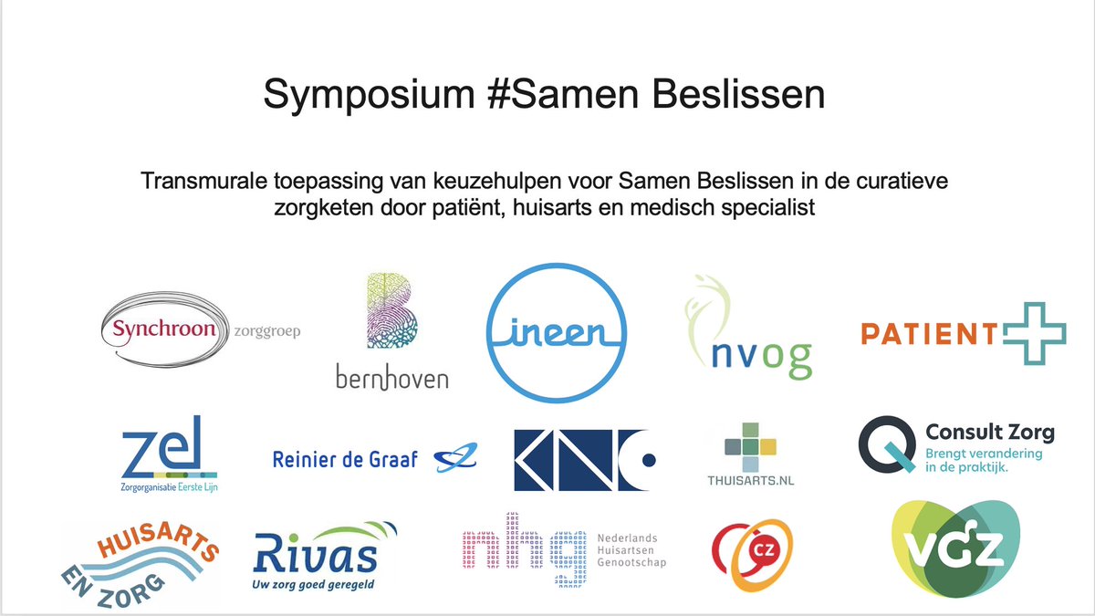 Symposium - #SamenBeslissen - 14 juni van 16.00 tot 17.30 -  over Samen Beslissen in de 1e en 2e lijn. 

forms.office.com/pages/response…