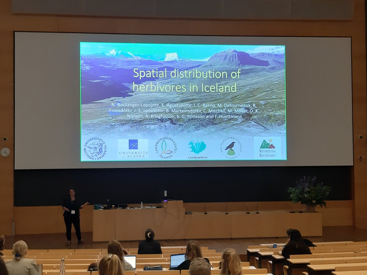 More #herbivores #NordicOikos2022! 😍 <a href="/NoemieBLap/">Noémie Boulanger-Lapointe</a> presents her work on herbivore #distribution #maps in Iceland <a href="/TundrAsalad/">TUNDRAsalad</a> <a href="/RannisIceland/">Rannis</a> 🦌🦆🐦🐑🌱🇮🇸