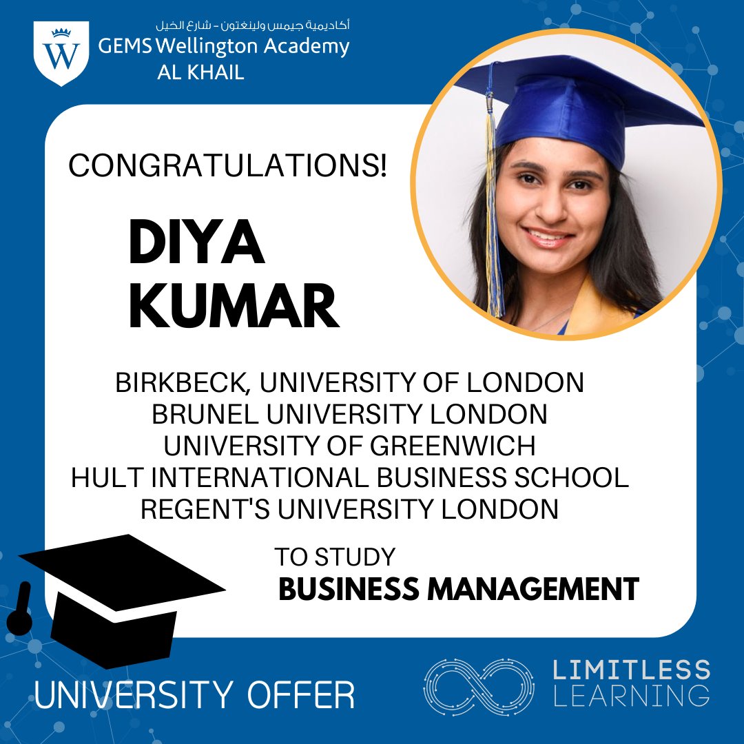gems_khail's tweet photo. Congratulations on receiving multiple university offers Diya. We commend you on your success and look forward to seeing great things from you!

#WEKsuccess #WEKSixth #universityoffer #LimitlessPossibilities @GEMS_ME https://t.co/TBmX2GN18n