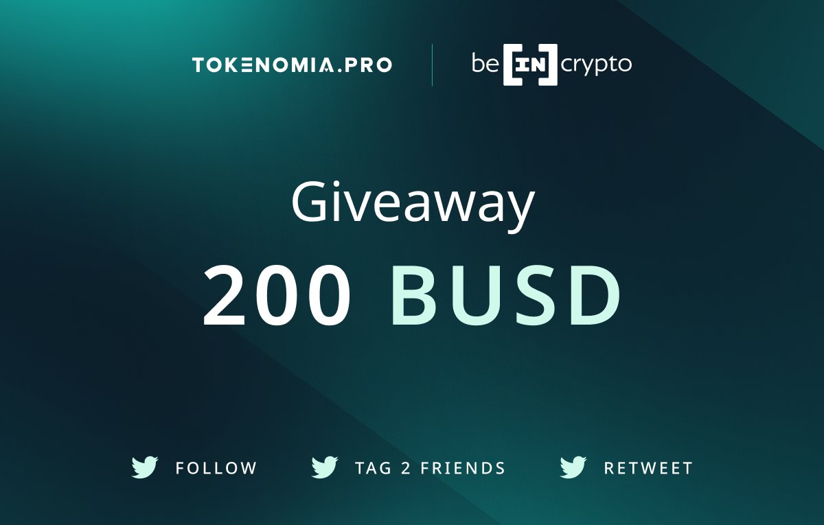 BeInCrypto (@beincrypto) on Twitter photo 200 #BUSD in 3 days! ๐ฅ
We are excited to announce the $TPRO web3 makers #giveaway!
Participating is easy:
โ
Follow <a href="/tokenomiapro/">Tokenomia.pro</a> & <a href="/beincrypto/">BeInCrypto</a>
โ
Retweet (RT) this tweet
โ
Tag 2 friends
End: June 10 โฐ
3 winners: 100 $BUSD & 2x 50 $BUSD
#bitcoin #cryptogiveaway 200 #BUSD in 3 days! ๐ฅ
We are excited to announce the $TPRO web3 makers #giveaway!
Participating is easy:
โ
Follow <a href="/tokenomiapro/">Tokenomia.pro</a> & <a href="/beincrypto/">BeInCrypto</a>
โ
Retweet (RT) this tweet
โ
Tag 2 friends
End: June 10 โฐ
3 winners: 100 $BUSD & 2x 50 $BUSD
#bitcoin #cryptogiveaway