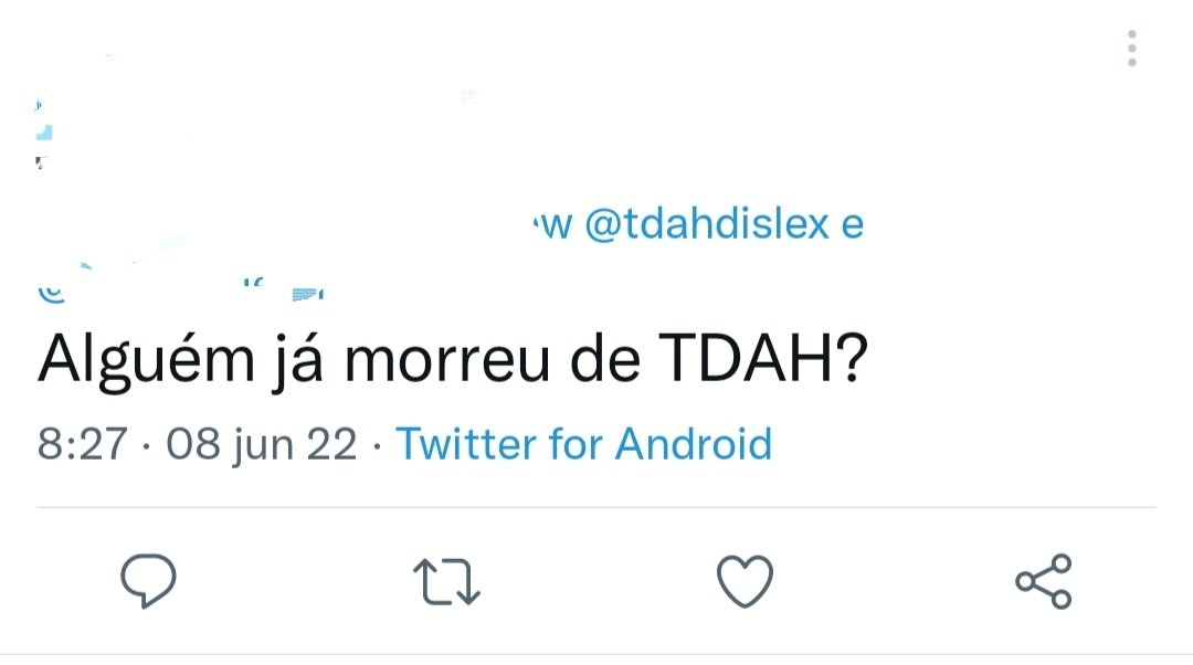 Eu borrei o nome por que não vou dar biscoito, pra imbecil. 
Sim, ja morreram de TDAH, o tdah sem tratamento pode gerar outras diversas comorbidades, depressão é a pior delas mas tem outras como ansiedade, tag, já cansei de ver pessoas com tdah com ideação suicd4 além disso... O