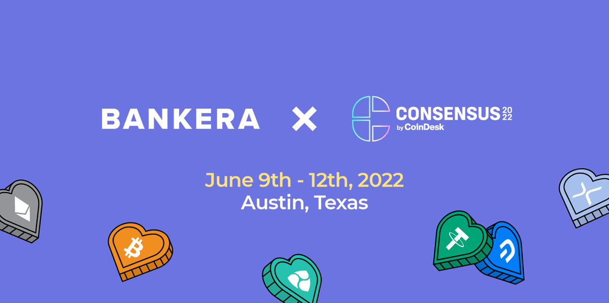 Bankeracom's tweet photo. On June 9th - 12th our team members will be attending #Consensus2022 organized by @CoinDesk in Austin, Texas.
It is the world's biggest and longest-running #crypto festival.
If you will be there - book a meeting with us using the link and let's meet! https://t.co/S2rcHPiltw https://t.co/EvYvEuw7Y8