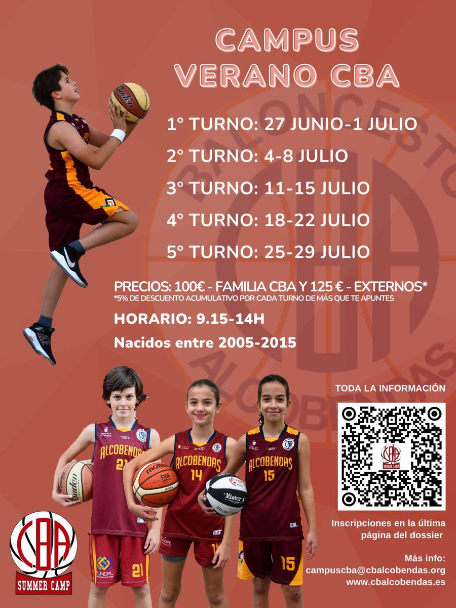 cbalcobendas's tweet photo. #CBASummerCamp 

¡Ya te puedes apuntar a nuestro campus para disfrutar del basket estas vacaciones! 

Inscripciones y más info⬇️

https://t.co/SIZGTTtbtx

#SienteElGranate https://t.co/8oCd8HHomn