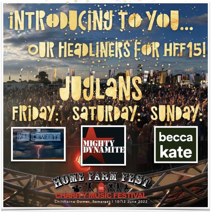 thebadcowboys's tweet photo. It’s a double gig weekend! Friday night headlining the Juglans Stage @HomeFarmFest followed by Saturday night on home turf @KingArthurGlast Can’t wait 🤘#werecallingitatour https://t.co/muDZ6qeGVz