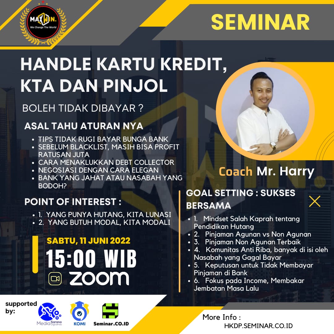 NanangDmy's tweet photo. Seminar Online GRATIIISSS bagi anda yang terjerat Hutang PINJOL, KTA, KARTU KREDIT, dan RENTENIR. Bagaimana cara bebaskan hutang anda dan lepas dari kejaran para Debt Kolektor. 

Silahkan anda klik link dibawah ini untuk pendaftaran peserta seminar ;
https://t.co/XlRxdm5JZ7 https://t.co/pkTXQQWQ2j