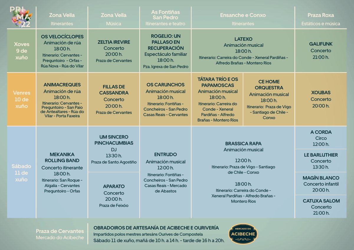PazodeRaxoi's tweet photo. 🌸Mañá arranca #Prima22 para dinamizar a actividade comercial nos diferentes barrios da cidade amenizado con pasarrúas, animacións musicais, concertos, teatro, obradoiros de artesanía... 🪅🎶
+ info e programa👉https://t.co/sHboDbJHsy https://t.co/JxOvj18Fot