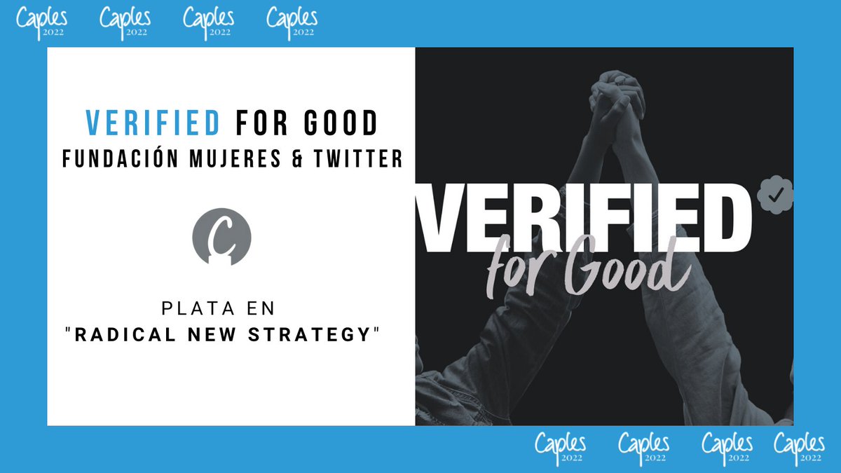 BrechaSalarial's tweet photo. ¡Muy buenas noticias! 🎉 #VerifiedForGood logra la plata 🥈 en @CaplesThe Awards 2022 en la categoría “New Radical Strategy”. ¡Muchísimas gracias! 🙌 https://t.co/sBHn5hqKoP https://t.co/ZUZJrC3FXn