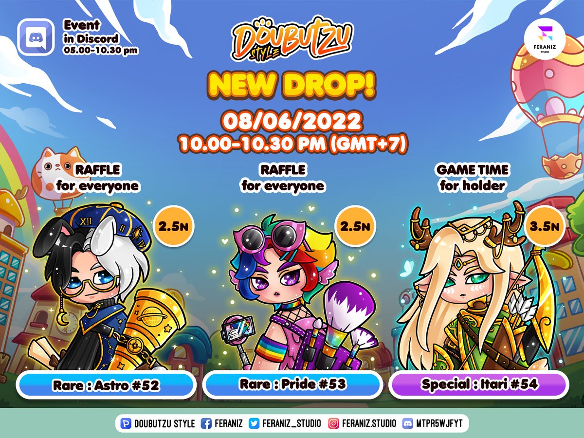 DoubutzuStyle's tweet photo. 🌟HI broo,today Doubutzu style has 2 raffle and 1 event🌟

Raffle Starting Now on Discord ‼️
Discord : https://t.co/TOyFzWTynM

Guessnumber start 10.00(GMT+7) 

See more Douby
https://t.co/0hy7coUqNe

@ParasHQ
@NEARProtocol
 #NEAR #NEARProtocol #NEARnft #NFTCommumity  #PARASnft https://t.co/NMC5w1MYln