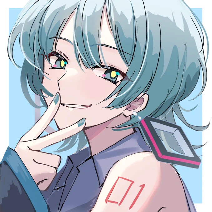 52日目ウルフカットミクちゃん#100日チャレンジ#イラスト#初音ミク 