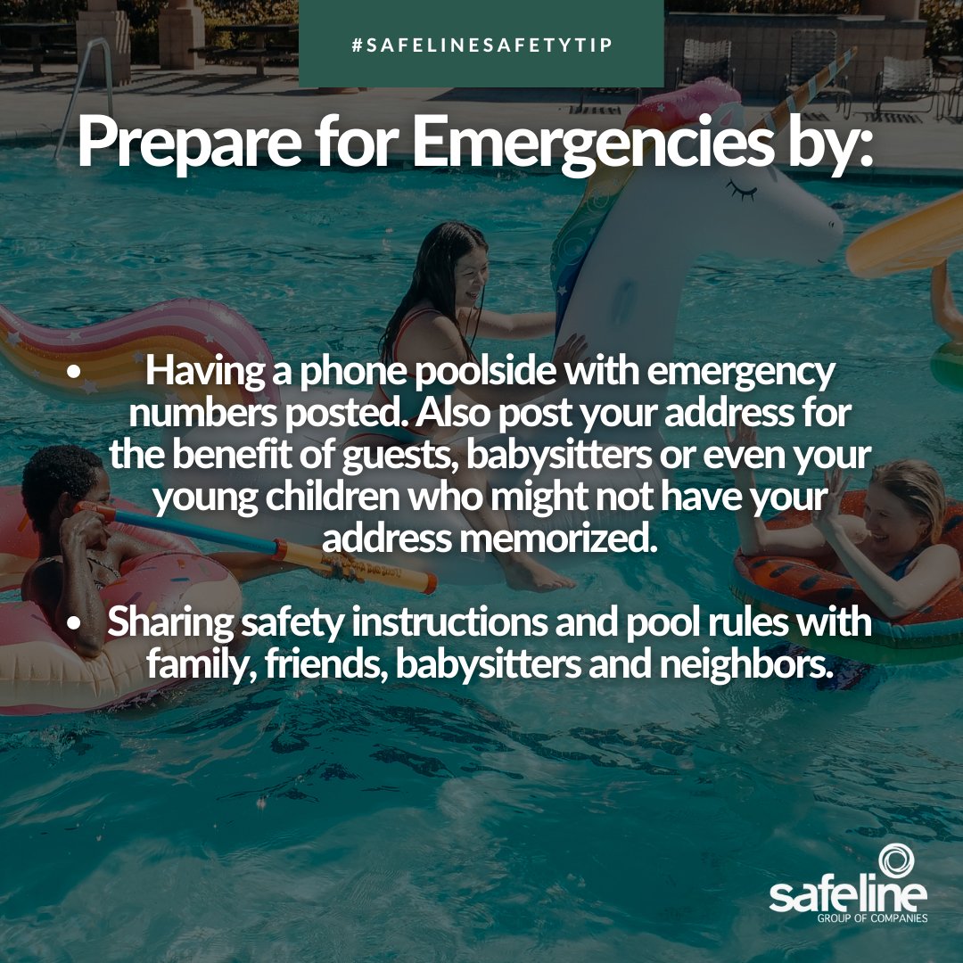 Safeline_Group's tweet photo. Pool owners: prepare for emergencies by following these tips. #SafelineSafetyTip https://t.co/jaVZ2NbYYc