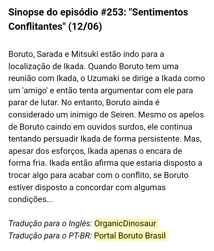 Portal Boruto Brasil on X: “Finalmente chegou o dia em que podemos  anunciar que restam apenas três episódios da primeira parte de Boruto. São  todos episódios quentes com faíscas voando. A Parte