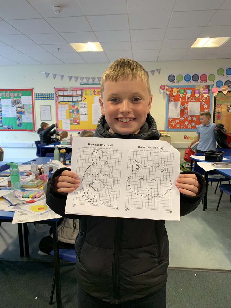 Super proud of this pupil! After listening carefully to all the feedback from his symmetry work in the last week, he has produced some fantastic symmetry work today! Keep up that positive mindset ☺️💫 #proudteacher