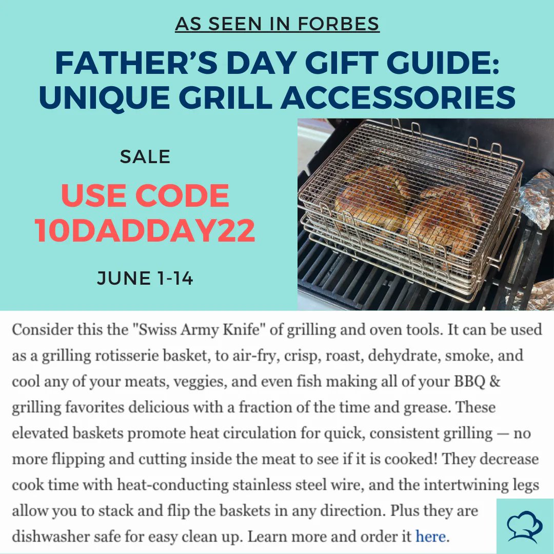 Get a set of Basquettes for the man in your life, as seen in Forbes Father’s Day Gift Guide: Unique Grill Accessories. Use code 10DADDAY22 for 10% off until June 14.
