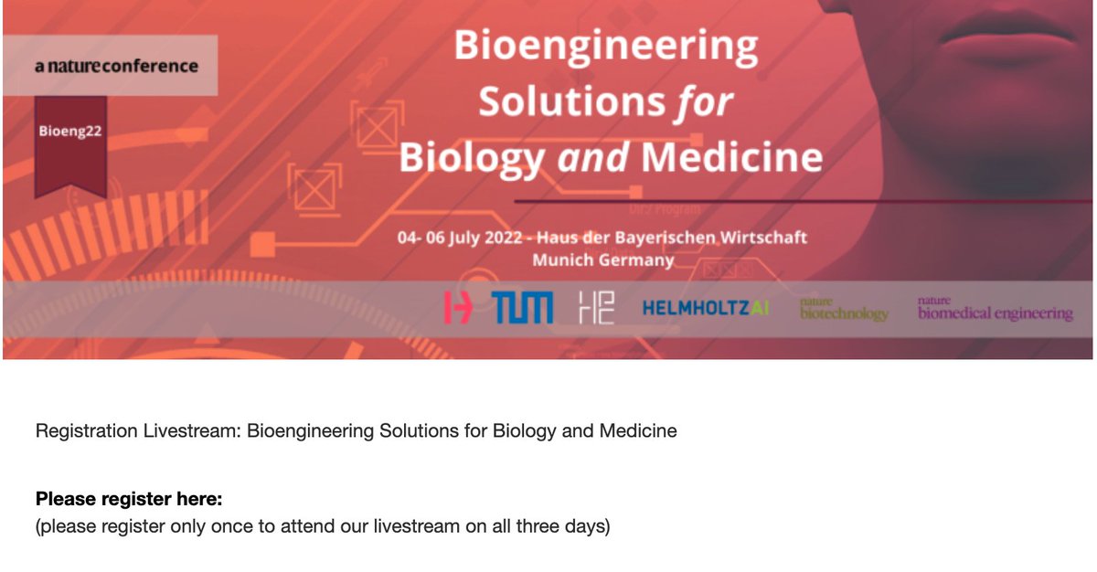 PioneerCampus's tweet photo. 📣Delighted to share FREE REGISTRATION LINK @BioEng22! Virtually stream our plenary program👍 https://t.co/fJeC9Ba1Io
@HelmholtzMunich @MIBE_TUM @Health_talents @CeNS_LMU @GeneCenter_LMU @natBME @NatureBiotech @embl @Caltech @MRC_LMB @DKFZ @cziscience @wyssinstitute @MPI_Biochem https://t.co/MVahVsqyKE