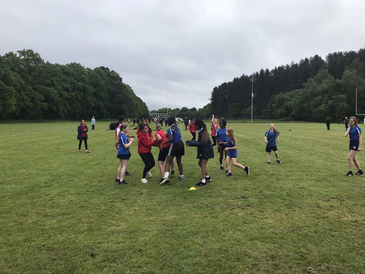 Carthakids's tweet image. P7 Rugby Day at Cartha with @StPaulsPhysEd and teams from StVincent’s StMarnock’s St Bernard’s &amp;amp; StAngela’s . With @GlasgowRugbyDev .
Pre warm up briefing then games underway! 
80 Boys n Girls having rugby fun.#AsOne