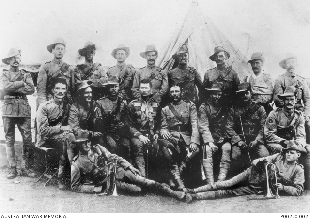 mgiles1870's tweet photo. @KeithConlon @GillianMaryAdel @CityofAdelaide @antimoiannella @SonyaFeldhoff @HistorySA @gregory_mackie @KristyKokegei @DEWHeritageSA @MatthewPantelis @prior_robin The trooper who was the model for that statue was Sgt-Mjr George Henry Goodall, pictured sitting 2nd from right. Also sitting 2nd from the left is Cpl Harry "Breaker" Morant. https://t.co/7ExHWEY3iB