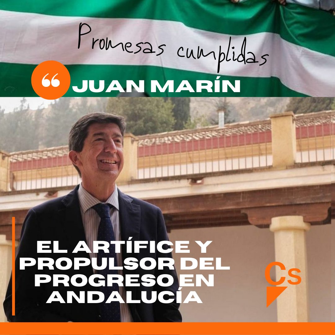 Los andaluces debe de saber quién ha hecho el milagro andaluz, y tiene un nombre: Ciudadanos, liderado por Juan Marín.
VOTAR AL ORIGINAL. Las copias nunca han sido buenas.
#EleccionesAndalucia2022
#Andalucia 
#Ciudadanos
#PromesasCumplidas