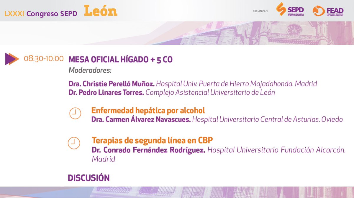 El 18 de junio participaré  en el #Congreso SEPD22 en  una mesa de #higado. <a href="/ConradoFernnde1/">Conrado Fernández Rodriguez</a> y yo os hablaremos sobre enfermedad hepática por alcohol y terapias de segunda línea en CBP. Os espero. Si aún no lo has hecho, inscríbete congresosepd.com #LiverTwiter