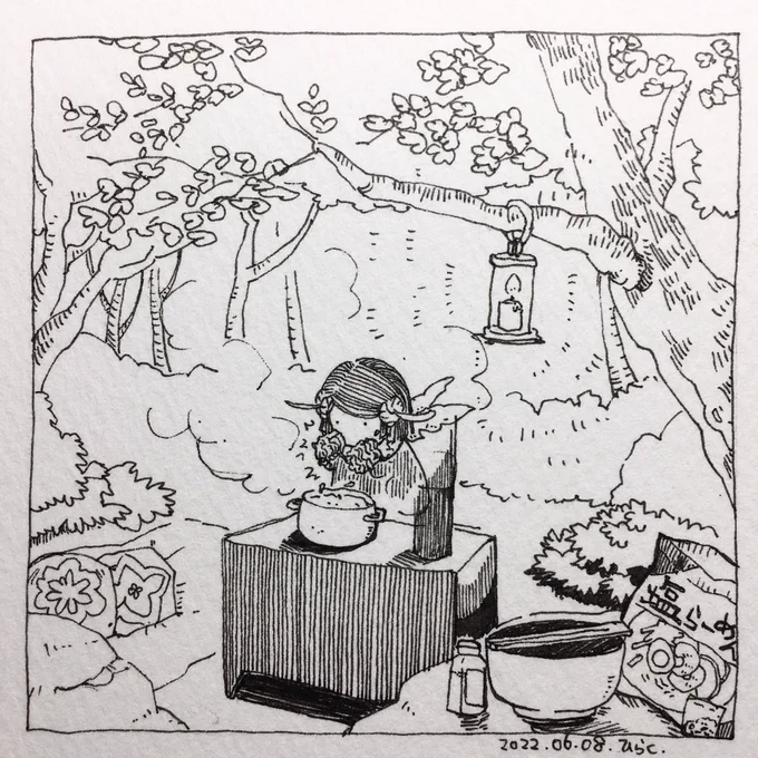 6/8:
夕飯食べたんですけどね…
I ate dinner, but ...

 #Pavot  #ペン画 