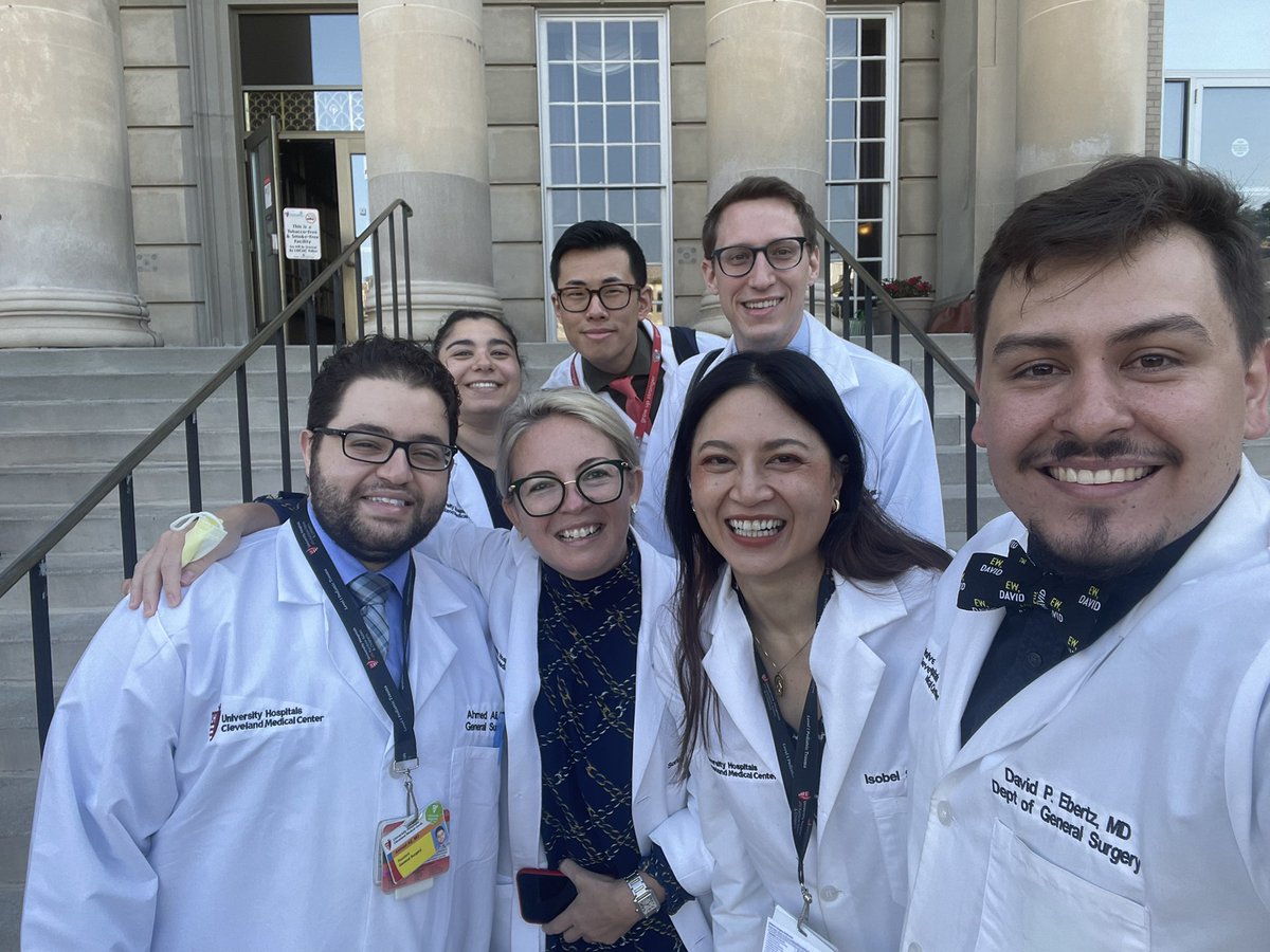 EbertzDavid's tweet photo. Today was “school” photo day. Aka department photo @UHSurgeryRes . Full dpt photo to come, but love our chiefs and will be so sad to see them go soon @ahmedmali111 @LKLau1 #IsobelSantos #JoshLyons #SoniaVoiculescu #DavidFaugnoFusci @UHhospitals #residency https://t.co/TsuuPg6nYX