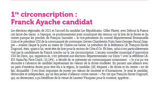 Notre candidature fait décidément couler beaucoup d'encre. Cela renforce d'autant notre motivation et détermination . merci @DijonlHebdo  pour cette publication.#circo2101 #legislatives2022