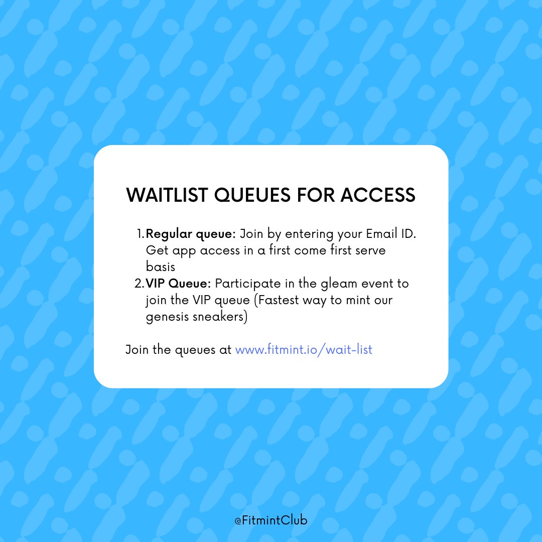 We're promoted roughly 3000 users to the VIP queue. All of them will be getting access to the app over the next few days.

If you haven't joined the waitlist already, do so here to get a chance to mint our genesis collection (OG Basics)
fitmint.io/wait-list