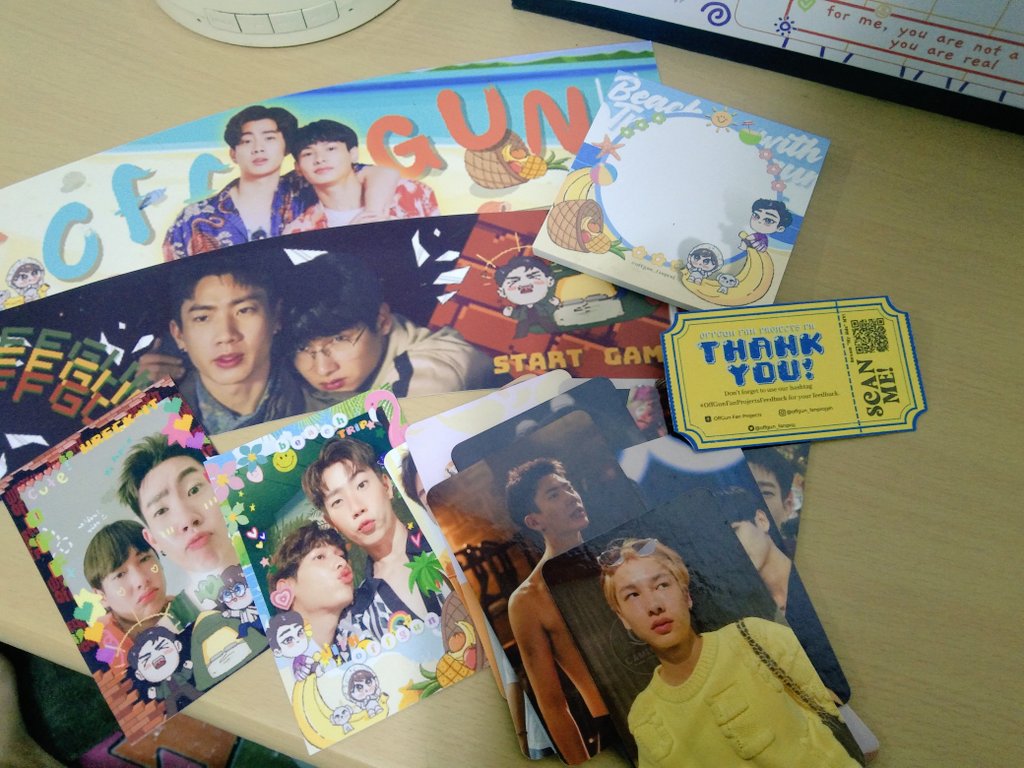 Ngayon ko lang siya nabuksan sksksks, ang ganda po ng quality from cupsleeves to pcs, blonde gun and topless jumpol got me screaming 😌. Thank you po <a href="/offgun_fanproj/">OFFGUN FAN PROJECTS PH 🇵🇭</a> 💚🫶, STREAM MY SIDE!! #OffGunFanProjectsFeedback