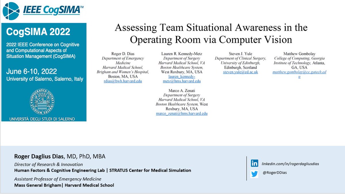 STRATUS faculty <a href="/RogerDDias/">Roger Daglius Dias</a> is presenting his NIH-funded research at the CogSIMA conference today! Be sure to check it out: edas.info/web/cogsima202… <a href="/MarcoZenatiMD/">Dr Marco Zenati</a>
<a href="/KennedyMetz/">Lauren Kennedy-Metz</a> <a href="/MatthewGombolay/">Matthew Gombolay</a> <a href="/LabMrcas/">MRCAS Lab</a> #surgery  #simulation