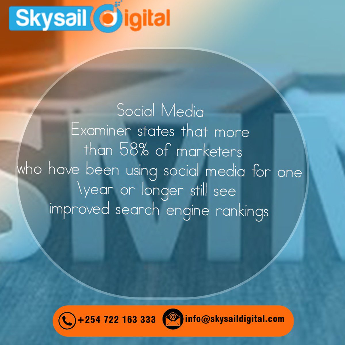 SkysailD's tweet photo. Social Media Examiner states that more than 58% of marketers who have been using social media for one year or longer still see improved search engine rankings. 

🌐 https://t.co/5QscE8Lnym

#socialmediastrategy #digitalmarketing #digital #socialmediamanagement #online https://t.co/Gx6qU1UEhy
