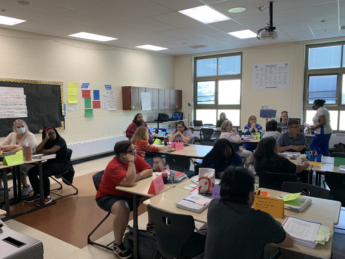 RyanTait23's tweet photo. Day one was so fun we decided to do it again. DPS ELA Adoption training. ⁦@klb0808⁩ ⁦@Becky_Davis19⁩ ⁦@curriculum_dps⁩ ⁦@DaytonSchools⁩ https://t.co/9tXHc18lJa