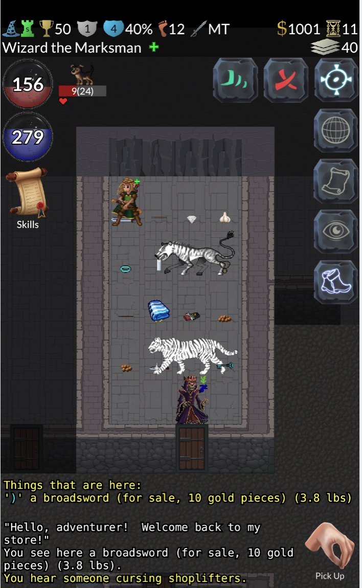 KUrbzVO's tweet photo. Died six times to get this screenshot, but worth it! Gnollhack is now available on Google Play &amp; for testing on Apple iOS! Hear me as the Undead Shopkeeper cursing thieves, and denying you the discount you need to kill tigers that break into shops. #Gnollhack, #voiceactor https://t.co/aKjzLlEIyD