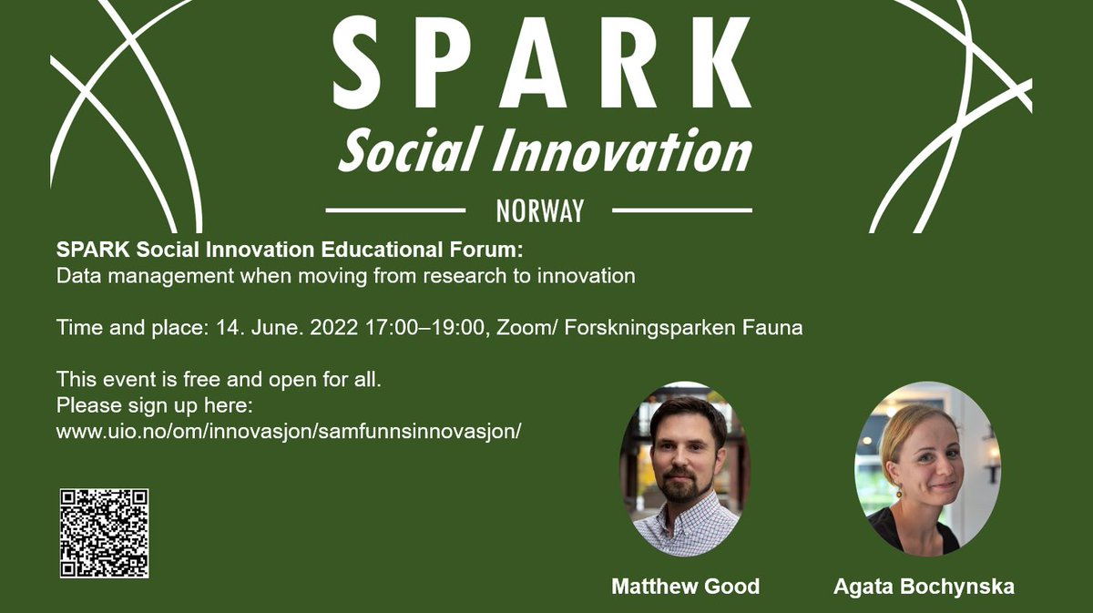 SPARK Social Innovation Educational Forum on June 14: Data management when moving from research to innovation @UBOslo <a href="/UniOslo/">Universitetet i Oslo</a>. Sign up here: uio.no/om/innovasjon/…