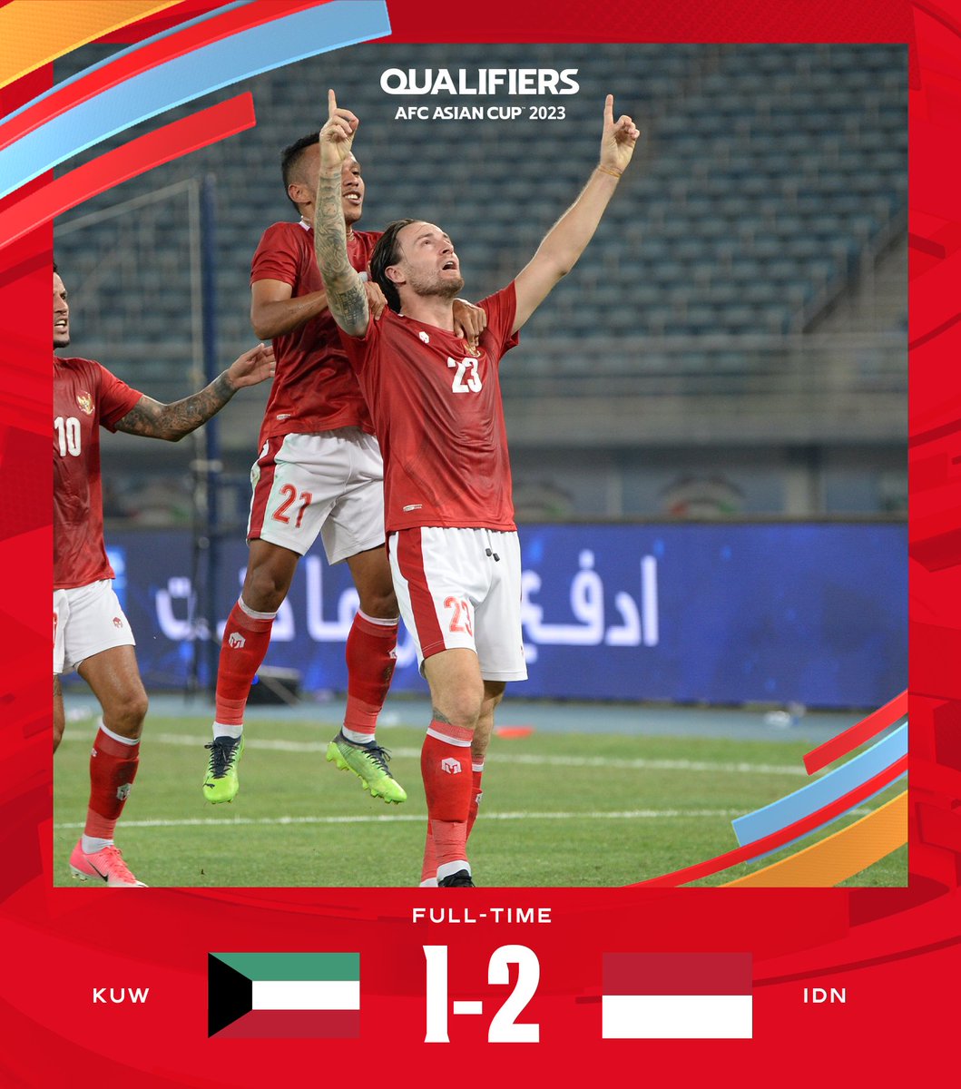 ⏰ FT| 🇰🇼 <a href="/KuwaitFA/">KuwaitFA</a> 1⃣-2⃣ <a href="/PSSI/">PSSI</a> 🇲🇨

A famous victory for Indonesia thanks to goals from Marc Klok and Rachmat Irianto 🔥

#ACQ2023 | #KUWvIDN