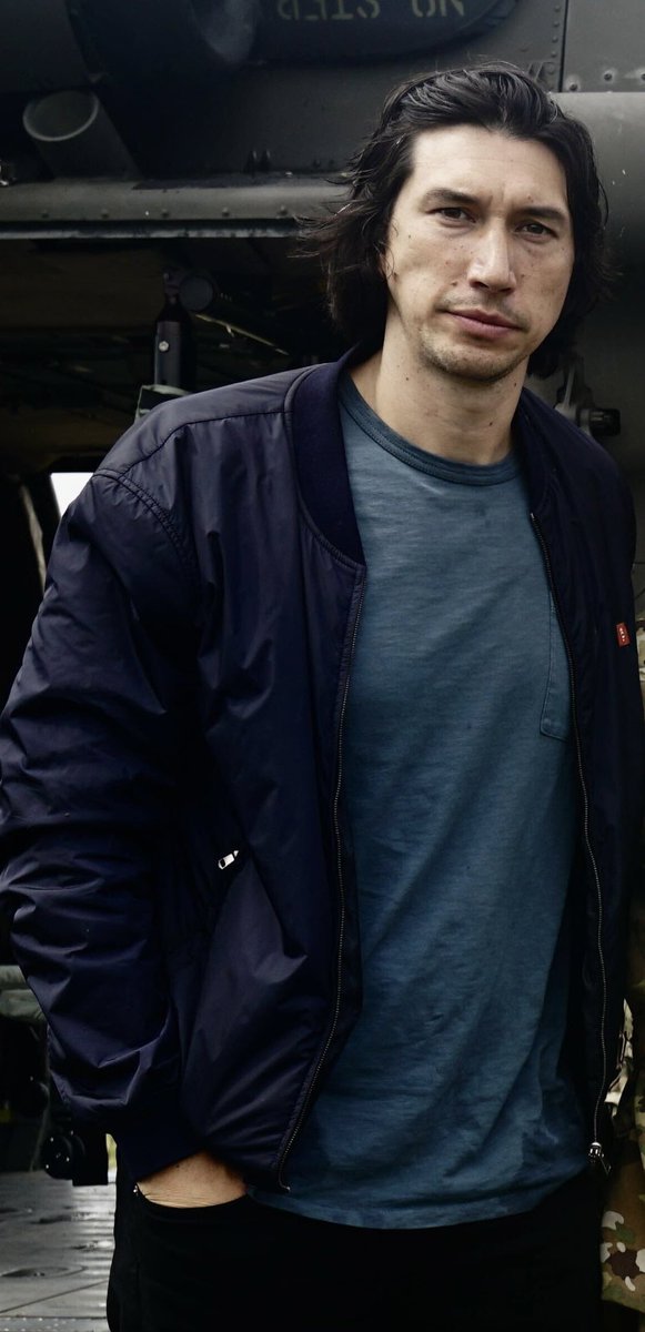 JoanB102001's tweet photo. Adam looks very comfortable in his favorite shoes and bomber jacket. 😁❤️🙏🏻🙌🏼. Thank you for always supporting the Troops!!! 🇺🇸 @AITAF #AdamDriver #AITAF #Veterans #ActiveDuty #Army #Navy #AirForce #Marines #USCoastGuard https://t.co/HTtq9JSj2g