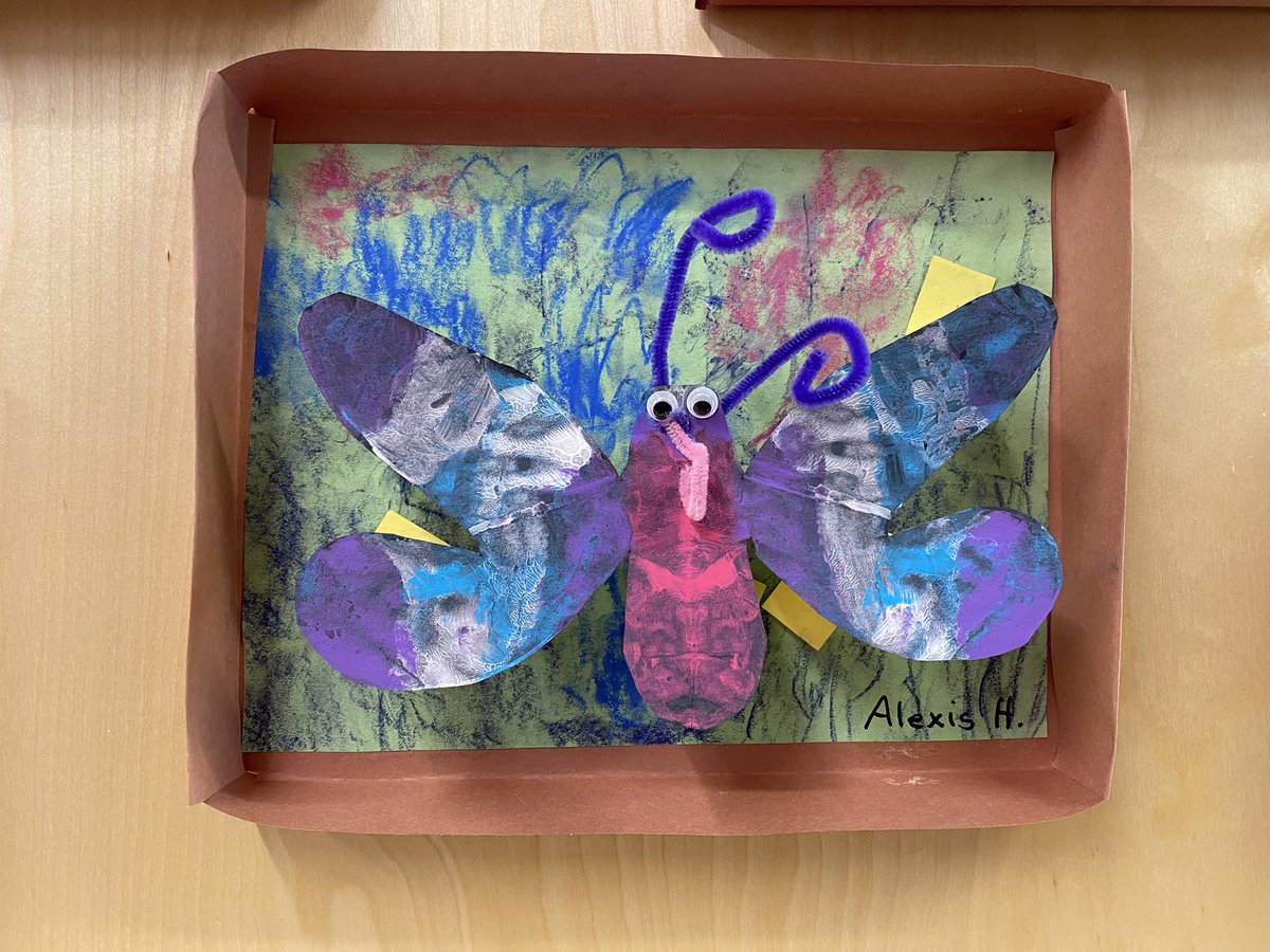 claregooutside's tweet photo. Walnut Park kindergarteners raised and released butterflies. In art, we learned about symmetry, texture (we went outside to make texture rubbings), and form to make a 3 dimensional shadow box. @sd54BV @HCTF_Education @NatureKidsBC @takemeoutside @ChildrenNature https://t.co/z8EQBNNCtk