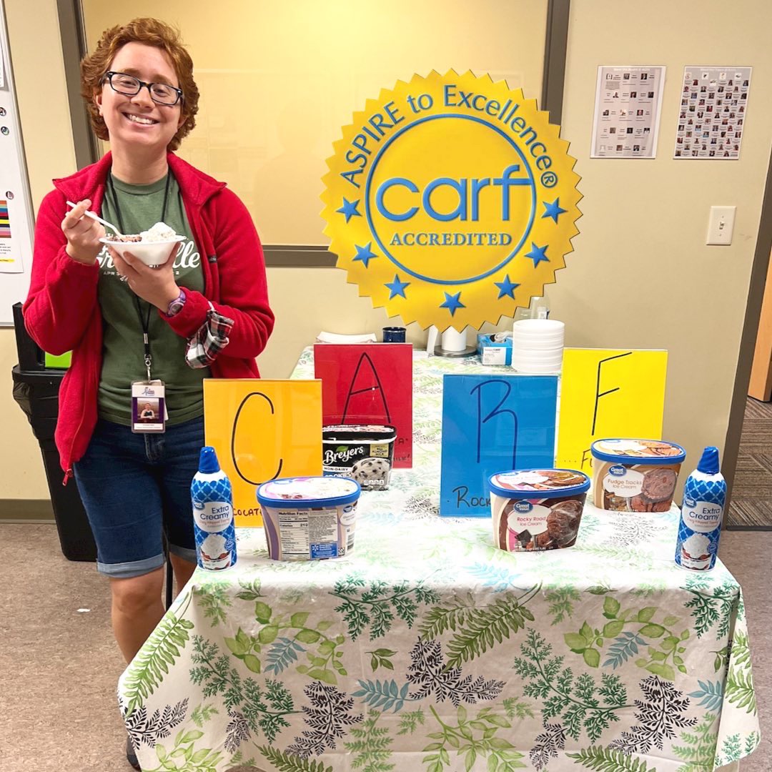 We recently received our CARF Re-Accreditation for the FOURTH consecutive time! To celebrate, we had an ice cream party with Chocolate chip, Almond milk cookies and cream, Rocky road, and Fudge tracks ice scream spelling CARF! 

achildshaven.org/carf2022 

#accredited #nonprofit