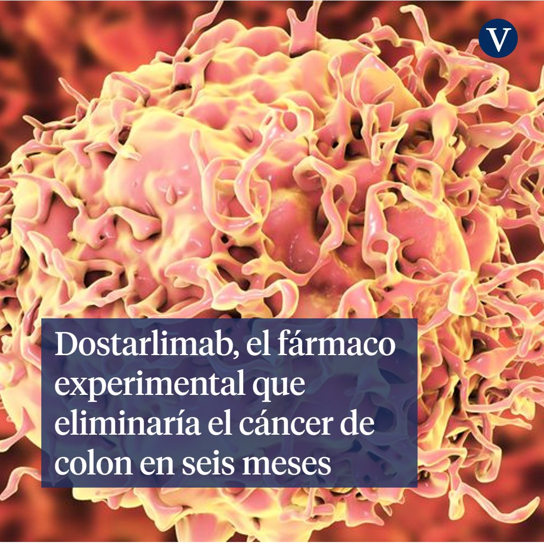 LaVanguardia's tweet image. #ÚLTIMAHORA “Creo que es la primera vez que esto ocurre en la historia del cáncer”.

El dostarlimab es un nuevo fármaco experimental que eliminaría el cáncer de colon en seis meses. La enfermedad desapareció en todos los pacientes del estudio. 
lavanguardia.com/ciencia/cienci…