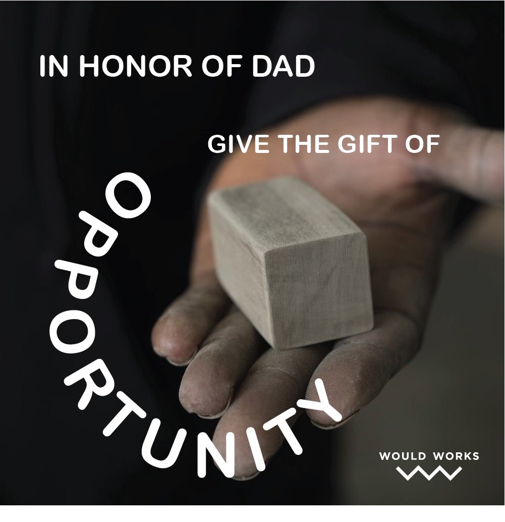 This Father's Day, give the gift of opportunity in Dad's name. With your generous gift, Dad helps us provide people experiencing housing insecurity + poverty with the opportunities to learn a new skill, build a creative community + earn an honest wage #fathersdaygifts 👨🧔‍♀️👴
