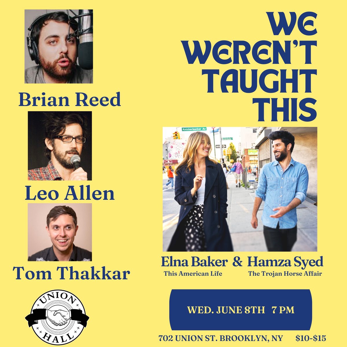 Hey NYC: Tonight! Our own @ElnaBaker goes onstage with Trojan Horse co-hosts Brian Reed @BriHReed and Hamza Syed @HamzaMSyed for a much funnier show than their podcast. I have no idea what's planned but I bet it'll be great. eventbrite.com/e/we-werent-ta…