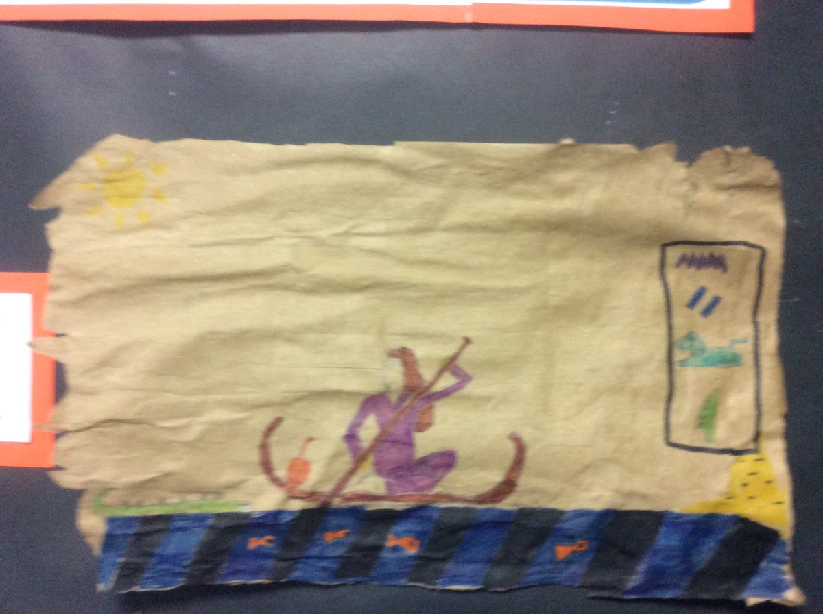 MelthamMoor's tweet photo. #MMyear4 Here are a few of our finished River Nile papyrus art: depicting the importance of the Nile to the Ancient Egyptians #MMhistory #MMart https://t.co/ve0WJdOvOU