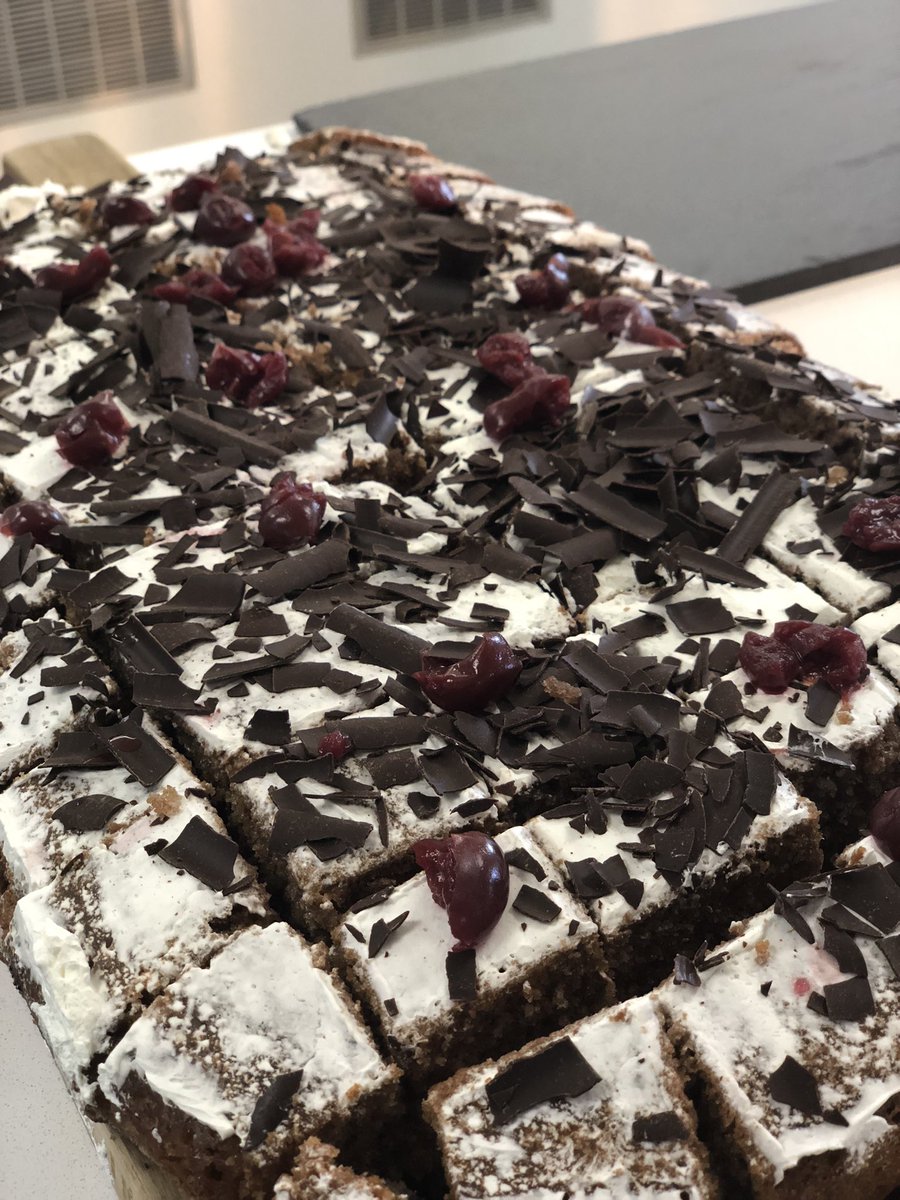 Even with all the special treats for the events and home made biscuits being made by our pastry chef,  Mario still continues to provide delicious desserts such as our black forest gateau for today.  @Thomas_Franks_ <a href="/NorthwoodGDST/">Northwood College for Girls</a> #WednesdayMotivation #desserts