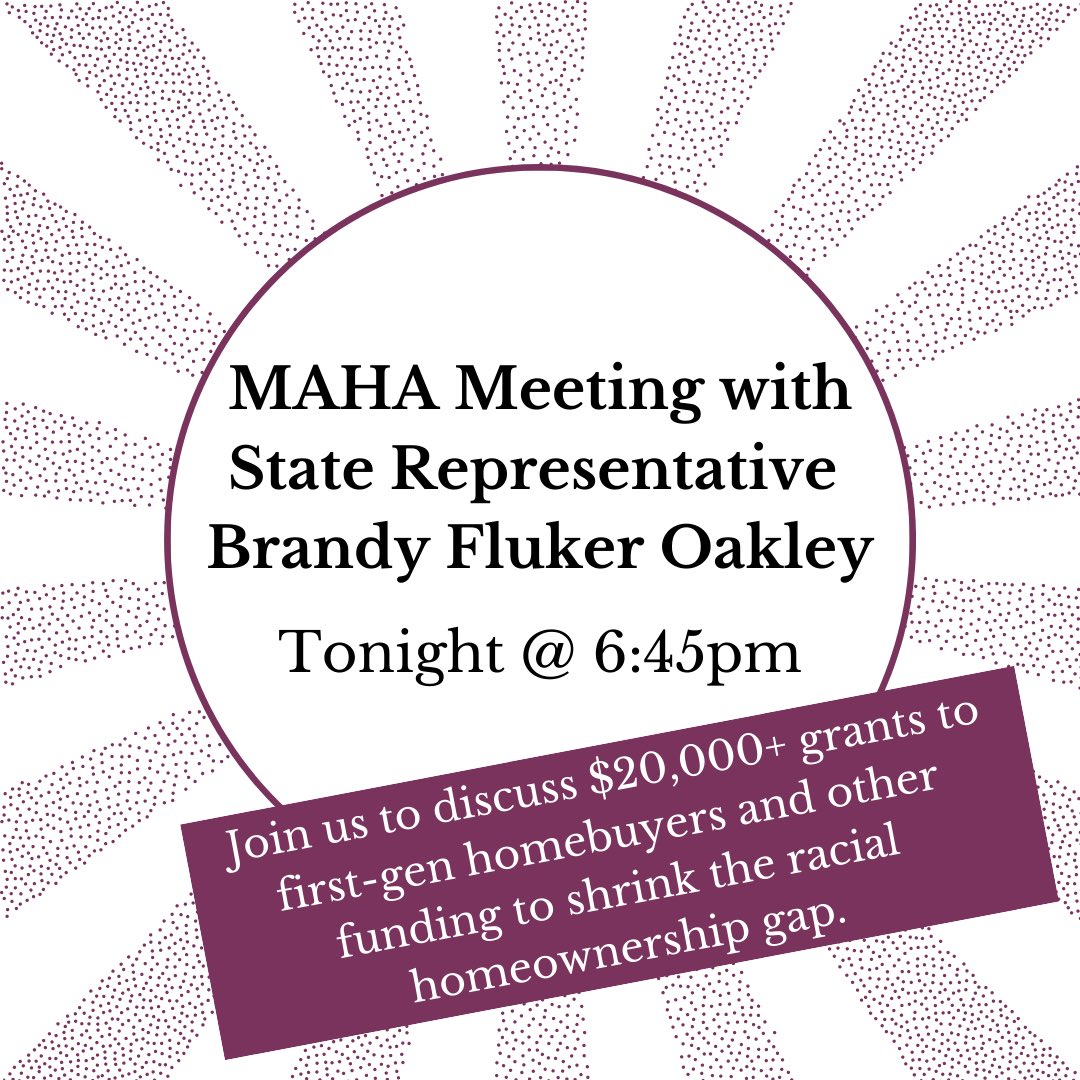 mahahome's tweet image. Join us once again tonight on Zoom at 6:45pm to talk to State Rep. Brandy Fluker Oakley about $20,000+ grants to first gen homebuyers and other funding! Register here: us02web.zoom.us/meeting/regist…
#firstgenhome #mapoli #massachusetts @TeamBrandy617
