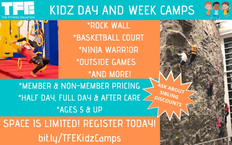 TFEquation's tweet image. Looking for some fun activities for the kids this summer?🏖 Join TFE’s Kidz Gym Day + Week Camps😎 We offer hours of action packed fun for your child during school holidays! For more info and to register, visit our website!       thefitnessequation.com/kidz_day_and_w…