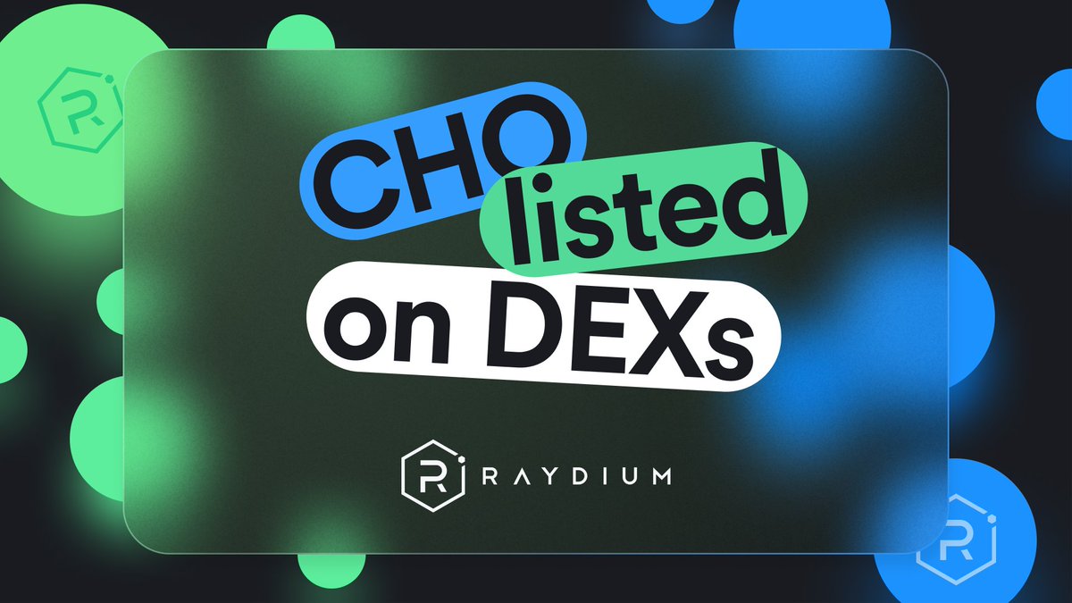 $CHO is listed on raydium.io 🥳 Participate in Grand Airdrop for Raydium traders 👉choise.com/raydium?utm_so… Prize pool 100 000 CHO 🔥 Retweet-and-earn!!! The results: June 20 (10 random retweets x $20) @RaydiumProtocol #CHOMETAFI #listing #retweet #Airdrops