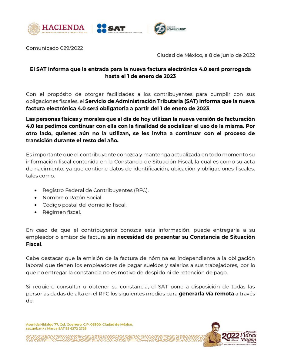 HAlan_Parra's tweet photo. El SAT acaba de publicar la prórroga para que sea obligatorio el uso de la versión 4.0 del CFDI https://t.co/QFLV4100lJ